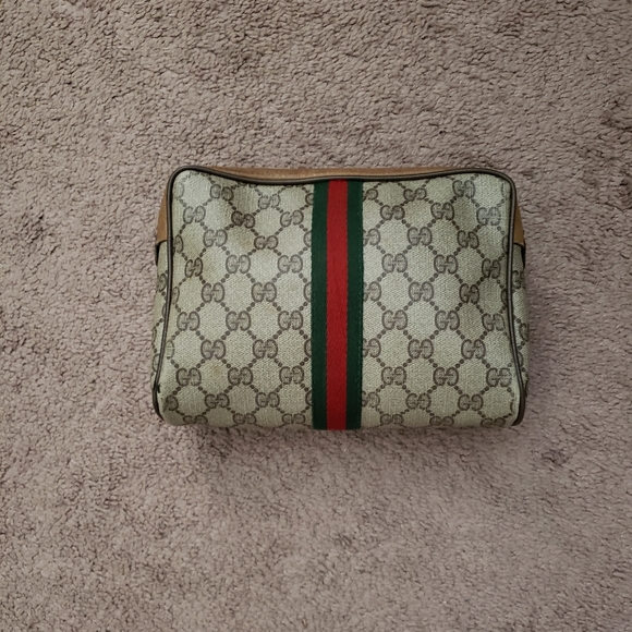 Auth Vintage Gucci red and green stripe clutch bag - Picture 2 of 8